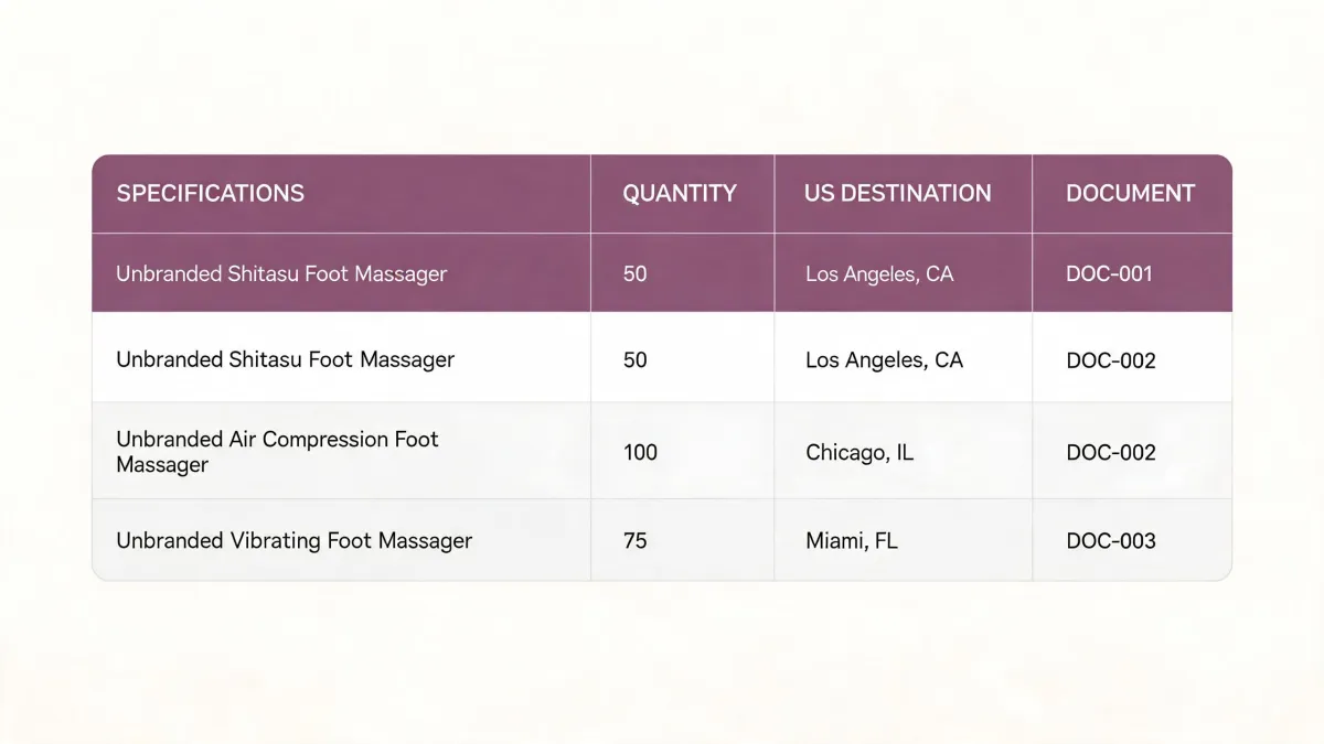 Foot massager procurement comparison